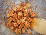 Spaguettis de arroz con tofu y champiñones