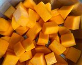 A picture of step 1 of Prawn curry with butternut squash.