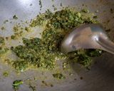 A picture of step 4 of Lobia usal in green masala.