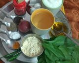 A picture of step 1 of Palak kadhi.