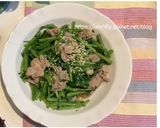 五香梅花豬肉片炒空心菜的食譜步驟4照片