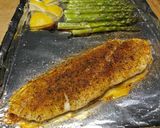 A picture of step 4 of Oven Baked Blackened Snapper w/ Asparagus.