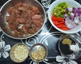 A picture of step 1 of Mongolian Chicken.