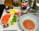 A picture of step 1 of Chickpea Stew with Ham and Swiss Chard (Slow Cooker).