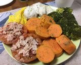 Foto del paso 3 de la receta: Pollo con brócoli, boniato, pollo y mango