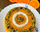 A picture of step 6 of Basbousa soaked in Orange & Honey syrup.