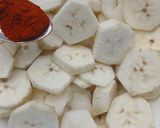 A picture of step 3 of Aratikaya Vepudu/Raw Banana Fry.