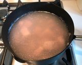 A picture of step 1 of Japanese style pork & tofu nimono.