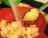A picture of step 1 of Homely to the core, chena asthram (elephant foot yam in coconut base).