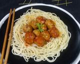 A picture of step 7 of Chicken meatballs spaghetti.