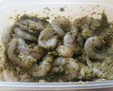 A picture of step 1 of Vickys Easy Pesto Prawn Skewers, GF DF EF SF NF.