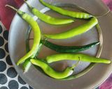 A picture of step 1 of Green chilli pickle.