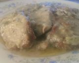 Foto del paso 9 de la receta: Filetes de lomo de cerdo al horno, con bechamel  de pimiento verdes y jamón, aromatizada con té verde