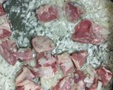 A picture of step 1 of Ghorme sabzi.