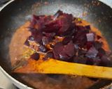 A picture of step 5 of Kerala style beetroot pickle.