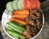Foto langkah ke 2 dari resep Rice Bowl tumis sayur with gulai daging.