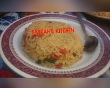 A picture of step 7 of Jollof din shinkafa da wake.