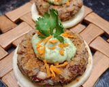 A picture of step 7 of Galouti kebab on crispy naan.