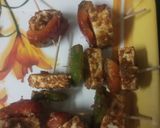 A picture of step 5 of Jhatapat paneer skewer.