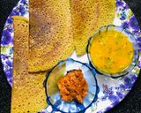 A picture of step 2 of Mudakathan keerai jowar dosa.