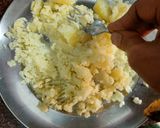 A picture of step 1 of Aloo pitika.
