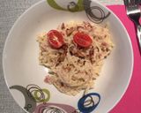 Juhtúrós carbonara spagetti pirított dióval recept fázis 5 fotója