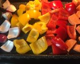 A picture of step 4 of #nationalcurryweek 🍠 Sweet potato and vegetable pathia.