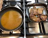 A picture of step 5 of Greek braised pork with beer, mustard and orange sauce.
