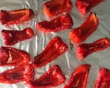 A picture of step 1 of Mouhammara (محمّرة) - Red pepper with walnut dip.