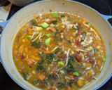 A picture of step 6 of Mexican chicken and Avocado soup.