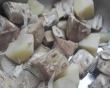 A picture of step 1 of Crispy raw jackfruit cutlet (Echorer cutlet).