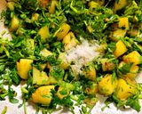A picture of step 3 of Aloo Methi Matar.