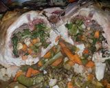 Foto del paso 7 de la receta: 🐓🍗Pollo entero relleno al horno con vegetales🥦🥕🥔