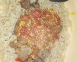 A picture of step 4 of Indomie noodles and beef stew.