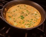A picture of step 5 of Poached Shrimp with Siriacha Cream Sauce on Angel Hair Pasta.