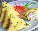 Sajtkrémes palacsinta zöldekkel háromszögbe zárva🌿 recept fázis 5 fotója
