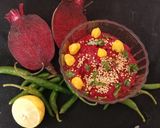 A picture of step 3 of Beetroot Hummus.