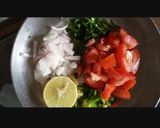 A picture of step 1 of Paneer Lemon Masala chat.