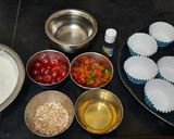 A picture of step 1 of Christmas special vanilla tutti fruti cup cakes.
