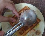 A picture of step 5 of Waffle with chocolate ice cream.
