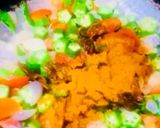 A picture of step 6 of Chettinad Special Bhindi Tamarind Pachadi.