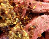 A picture of step 1 of My Sautèed Beef in wholegrain mustard & Caralmerized Onions😀.