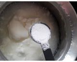 A picture of step 1 of Rooh Afza Lassi.