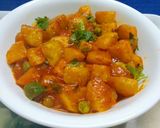 A picture of step 3 of Turnip and Potato Curry with Green Peas.