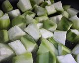 A picture of step 1 of Jhinge narkol posto /ridge gourd in coconut and poppy seed paste.