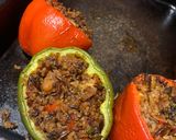 A picture of step 5 of Quinoa stuffed peppers.