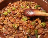 Foto del paso 13 de la receta: Cazuela de pollo con patatas, en salsa de berenjenas y okra
