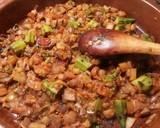 Foto del paso 13 de la receta: Cazuela de pollo con patatas, en salsa de berenjenas y okra