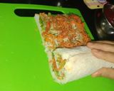 A picture of step 6 of Tricoloured Rollcut Sandwiches.