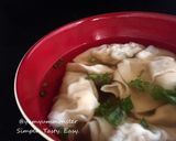 A picture of step 5 of Chinese wanton (soup based, but available to make it pan fried).